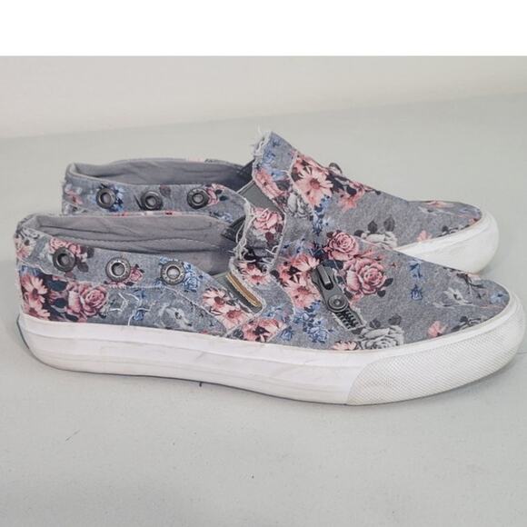 Blowfish Malibu Shoes - Blowfish Malibu Slip On Tennis Shoes Womens 7.5 Floral Zipper Accents Fun Shoes